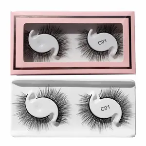 2 pairs fake eyelashes bulk wholesale 3D natural matte high quality eyelash extensions trays human hair m curl