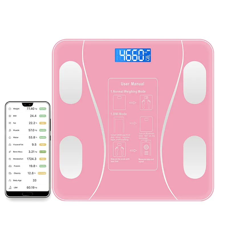 Bascula Balanza Digital Peso Corporal Smart Body Fat Weight Scales 180KG BMI Electronic Bathroom Scale Weighing Scales With APP