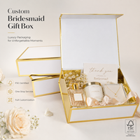 Boîte cadeau de luxe personnalisée pour demoiselle d'honneur en papier couché, matériaux recyclés, avec dorure à chaud et vernissage