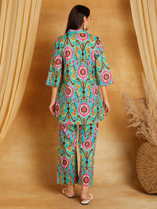 Nouvelle tenue ethnique pour femmes en matériaux recyclés, imprimé floral, avec cordons, pour les occasions de fête, saison d'automne, fournisseur indien - Product Image 2