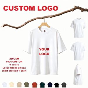 T-shirt personnalisé 250 GSM 100 % coton pour homme, coupe ample délavée style rétro, unisexe, décontracté pour femme, blanc - Product Image 2