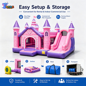 Castillo Inflable Rosa Princesa con Tobogán, Castillo Hinchable para Niños, Alquiler de Castillo Inflable Comercial para Fiestas - Product Image 6