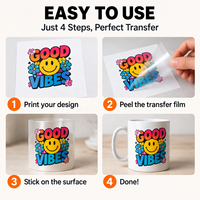 Autocollants de transfert UV DTF personnalisés, imperméables, logos 3D, sans transfert thermique, pour verre, plastique, métal, emballage
