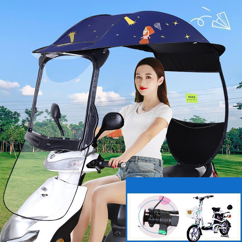 Parapluie De Vélo électrique Entièrement Couvert Extérieur Coupe-vent Pare-soleil Couverture Moto Parapluie Scooter électrique Parapluie Pour La Pluie