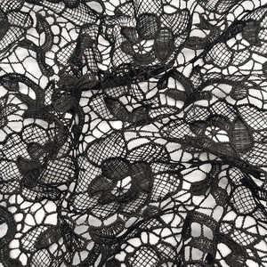 Floral Black Guipure Venice <b>Lace</b> <b>Fabric</b> French Chemical <b>Lace</b> Dress <b>Fabric</b> - Product Image 3