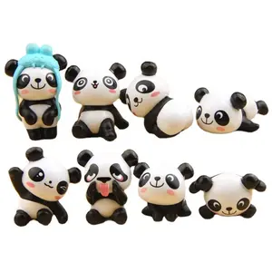 (Hot Sale) 8pcs Giant Panda Figurines Toys Micro Landscape Decoration PVC Action Figure for Amazon and Ebay