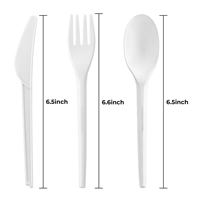 Kit de 4 pièces jetables écologiques en PLA blanc, poids lourd, couteau, fourchette, cuillère, serviette, pour événements de grande envergure et camping, directement de l'usine