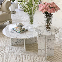 Ensemble de table basse en marbre Arabescato et Calacatta Viola de Cammy Stone, meubles modernes pour salon