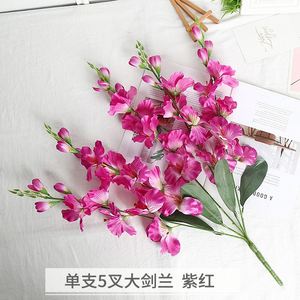 ดอกไม้เทียมแกลดิโอลัสขนาดใหญ่5ง่ามตกแต่งบ้านโรงงานขายส่งเกรดสูงสินค้าสำเร็จรูป - Product Image 6