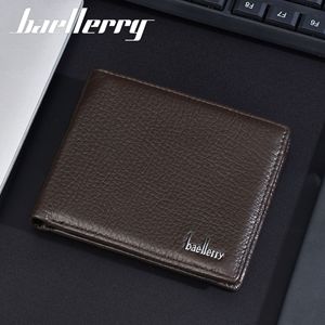 กระเป๋าสตางค์หนังแท้สำหรับผู้ชาย BaeLlerry สไตล์ธุรกิจแบบสั้น ช่องใส่บัตรหลายช่อง สีดำกาแฟ - Product Image 4