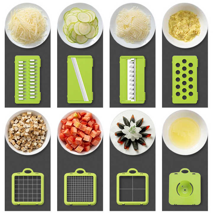 Green And Grey Ultimate 12-in-1 Multi-Functional Vegetable Slicer Dicer