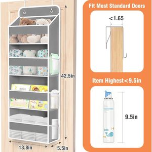 Organizador para colgar sobre la puerta, 10 compartimentos, almacenamiento colgante gris para dormitorio, baño, productos para bebés - Product Image 2