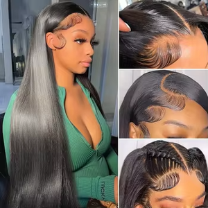 Perruque avec lacet frontal HD personnalisée <span class=keywords><strong>Nu</strong></span> Look Hair Perruque droite en cheveux humains vierges non traités de couleur transparente avec lacet frontal - Product Image 3