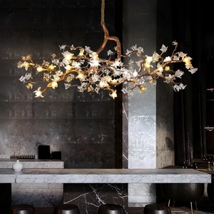 Luxueux Designer Branches Lustres pour Table À Manger En Verre De Murano <span class=keywords><strong>Fleur</strong></span> En Laiton Suspendu Pendentif Lumière Cuisine Restaurant Lampes - Product Image 5