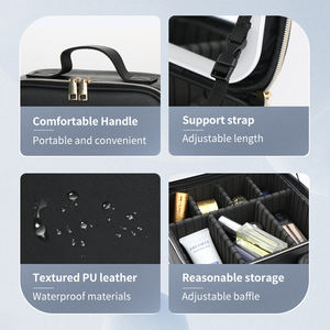 ผู้ผลิตจีนกระเป๋าแต่งหน้าแบบกําหนดเองกระเป๋าแต่งหน้าวัสดุ PU กระเป๋าแต่งหน้ามืออาชีพและกระเป๋าเดินทางพร้อมกระจก LED สนับสนุนขายส่ง - Product Image 3