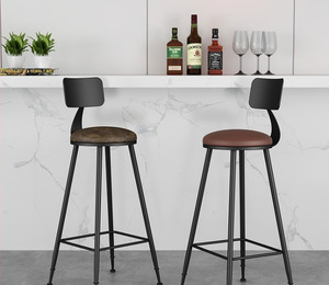Taburete Alto Nórdico Moderno, Silla de Comedor de Metal y PU Ecológica, Respaldo Negro, para Hogar, Cafetería, Hoteles y Restaurantes - Product Image 2