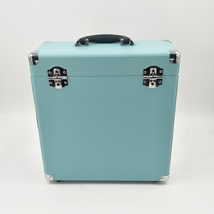 Mini étui de rangement <span class=keywords><strong>pour</strong></span> dossiers en <span class=keywords><strong>vinyle</strong></span>, boîte de rangement, avec toucher doux, adapté <span class=keywords><strong>pour</strong></span> 30 + album Turquoise - Product Image 5