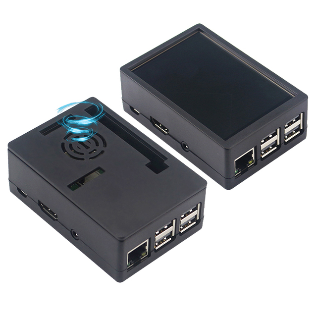 Raspberry pi 3 B 3B+ Plastic Shell + 5V Cooling Fan Black / White ABS Case for Rpi 3B 3B+ and 3.5 inch Touchscreen