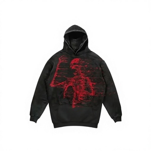 Sudadera con Capucha Personalizada con Logotipo OEM, 100% Algodón, Estilo Oversize, Lavado Ácido, Estampado de Calavera, Vintage, para Hombre - Product Image 1