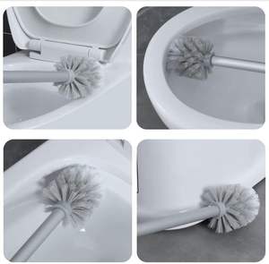 Cepillo de limpieza para inodoro de TPR suave con diseño de montaje en pared, cepillo de silicona para inodoro con soporte para baño. - Product Image 3