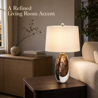 Lampe de table en verre d'art moderne avec abat-jour en tissu E27, lampe de chevet, décoration d'intérieur de luxe pour chambre à coucher, salon, hôtel