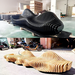 Outdoor Solid Wood Anti-corrosion Wood Slice Seat Customized Shopping Mall Lobby <b>Leisure</b> Chair Special-shaped Art Slice Seat - Product Image 4
