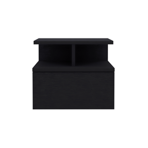 Mesa de Noche Flotante Adele Negra con Cajón y Estantes Abiertos para Dormitorio - Product Image 2