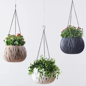 Creative Simulation Rattan Shape Thickened Hanging Pot Outdoor Balcony Hanging Plastic Flower Pot