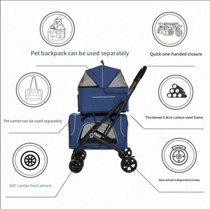 2 couches 4 roues détachables Voyage amovible Pet <span class=keywords><strong>Dog</strong></span> Trolley bag wholesale portable pet cat Stroller pet carrier - Product Image 3