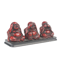 Ensemble de Statues Décoratives pour la Maison en Résine Rouge Antique, Trois Sages Moines Bouddhistes Peints à la Main, Ne Voient, N'entendent, Ni N'ont Pas de Bave à Raconter (Harems, Ne voient, Ne n'entendent, Ne n'ont pas de mauvaises intentions)