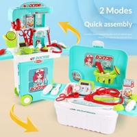 Valise de jeu en plastique pour enfants, multi-activités : cuisine, maquillage, outils de docteur et de réparation, et accessoires de déguisement