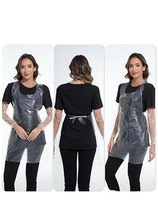Waterproof white LDPE <b>Plastic</b> Aprons for Hair Salons Embossed Surface Finish Flexographic <b>Printing</b> Bag Type - Product Image 3