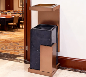 غطاء تجاري مفتوح من الفولاذ المقاوم للصدأ حاوية منفضة سجائر لإدارة نفايات الاستخدام الداخلي للفنادق - Product Image 1