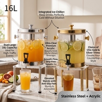 Équipement de restaurant, distributeur de boissons en acier inoxydable et acrylique de luxe, grande capacité 16L, portable, pour jus et boissons
