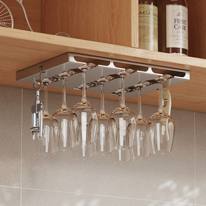 Portavasos de vidrio de metal debajo del gabinete y estante colgante para copas de vino en el gabinete de almacenamiento - Product Image 5