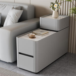 Table d'appoint d'angle multifonctionnelle de luxe moderne avec recharge sans fil intelligente, mobilier de chevet pour salon et décoration intérieure - Product Image 1