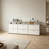 Console TV contemporaine en acier inoxydable avec rangement modulaire personnalisable, idéale pour l'entrée, la chambre, le salon, l'appartement