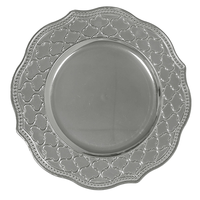 Assiettes de Présentation Classiques 13 Pouces en Plastique PP Doré et Argenté, Durables et de Luxe, Motif Personnalisé, Vaisselle Fujian pour Hôtels - Collection 2025