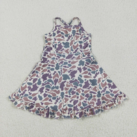 Robe-jupe de yoga d'été pour bébés filles, motif camouflage gris, vêtements de sport actifs