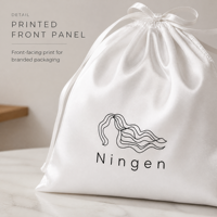 Sac en satin avec cordon de serrage, impression de logo personnalisé, pochette à bijoux, sac cadeau blanc pour mariage, vente en gros, emballage de détail