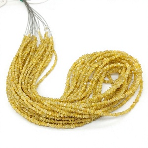 Perlas de diamante amarillo natural sin cortar de 2.5-3 mm, pepitas de diamante en bruto, hilo de 16 pulgadas para la fabricación de joyería, precio al por mayor. - Product Image 1