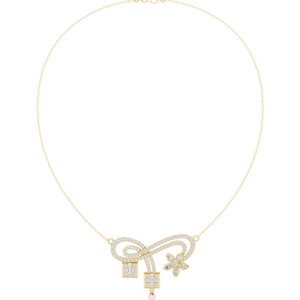 Trendy Design Multi-Shape Diamond Infinity Floral <b>Statement</b> <b>Necklace</b> Gold Plated Chain Fashion Jewelry for Daily Wear - Product Image 1