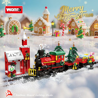 Blocs de construction Woma, 40 pièces, arbre de Noël et train en plastique, modèle DIY, jouet éducatif pour les enfants de 14 ans et plus