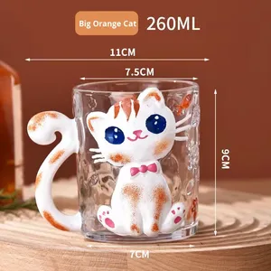 Tazza in Vetro 3D a Forma di Gatto Arancione 300ML, Tazza da Caffè per Bambini Riutilizzabile, Lavabile in Lavastoviglie e Utilizzabile in Microonde - Product Image 4