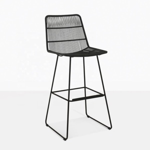 Modern Outdoor Rope <b>Bar</b> <b>Stool</b> Minimalist Patio Garden Wicker High Chair Metal Frame Counter Height Barstool Kitchen Furniture - Product Image 1