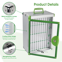 Boîte de rangement pour téléphones portables Glosen N2636 pour salle de classe, 36 emplacements, murale, en aluminium avec porte transparente pour salle de réunion