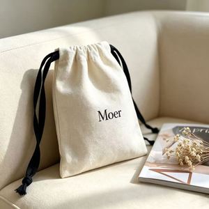 Sac à cordon écologique OEM ODM en toile de coton recyclé, pochette anti-poussière avec impression de logo personnalisé - Product Image 2