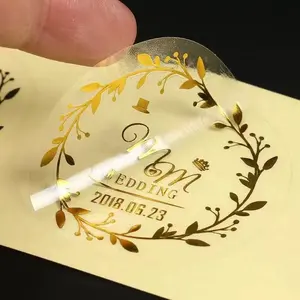 Feuille d'or claire impression prix de gros autocollants étanches Logo Transparent autocollant impression papier étiquettes d'étiquettes