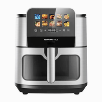 Friteuse à air numérique à écran tactile couleur en acier inoxydable, vente chaude, 8L 9L, cuisson intelligente sans huile, protection contre la surchauffe, sans huile