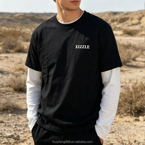 Custom Crew Neck Oversized 100% Cotton Long Sleeve <b>Shirt</b> Casual Blank <b>Patchwork</b> Long Sleeve T <b>Shirts</b> Mens clothing - Product Image 1